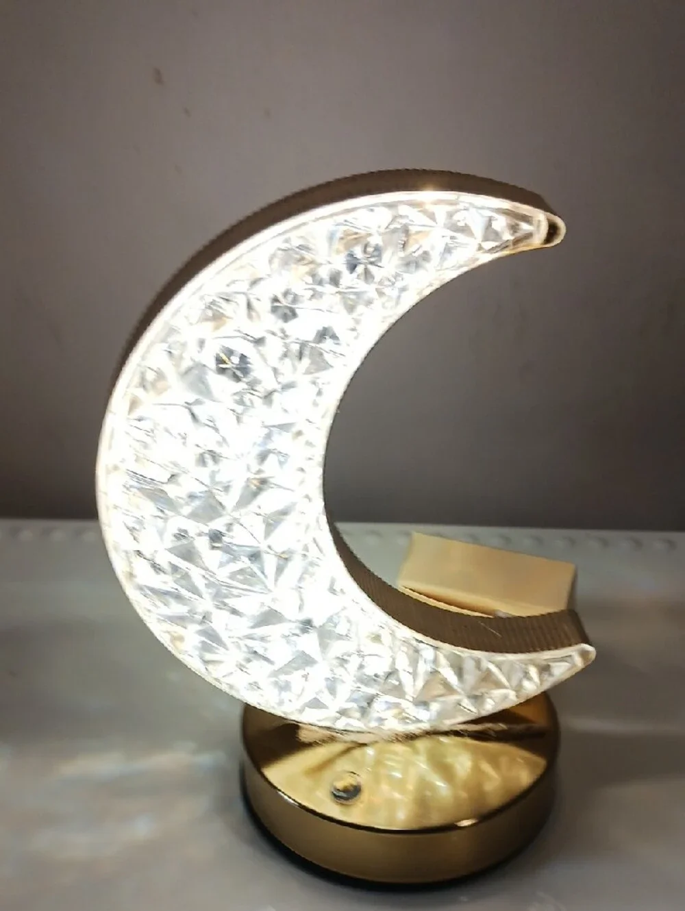 🌙Crystal Crescent Moon LED Night Light - Gold & Clear Rechargable Touch Control